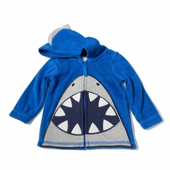 Hanna Andersson Shark Terry Zip Hoodie 18-24M Blue - Picture 1 of 7